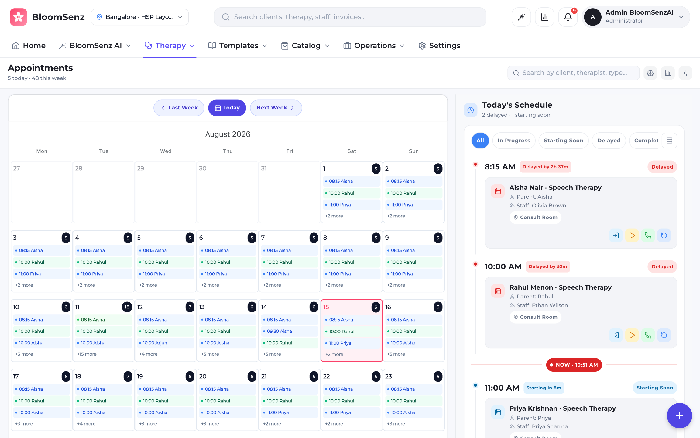 Appointment scheduling across therapists, rooms and clients