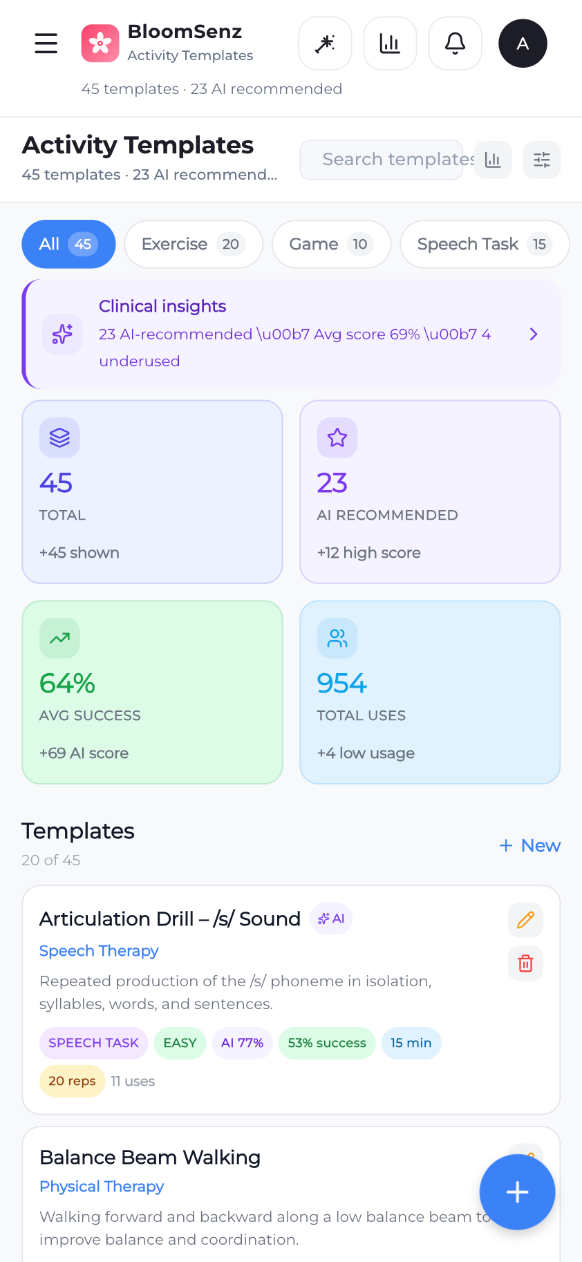Activity library and assignments on mobile